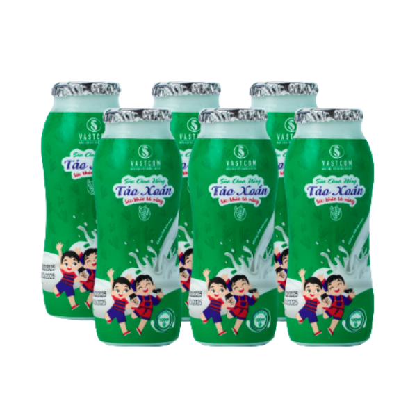 Sữa chua uống Tảo xoắn - 6 chai x 100ml | Spirulina Drinking Yogurt - 6 bottles x 100ml - VASTCOM