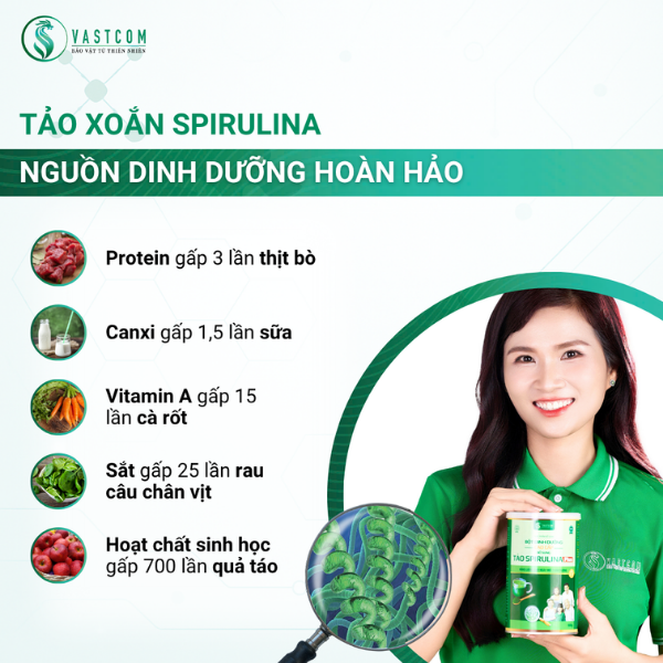Bột dinh dưỡng cao cấp bổ sung Tảo Spirulina | Premium Nutritional Powder with Spirulina Supplement – Hộp 500g - VASTCOM