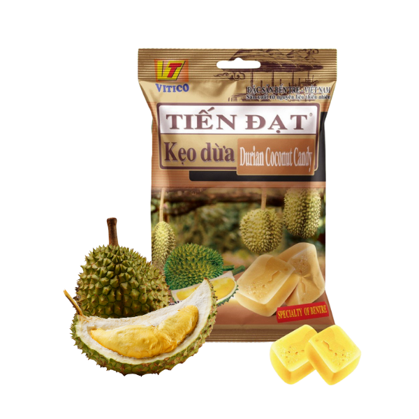 Kẹo dừa dẻo Tiến Đạt (vị sầu riêng) | Tien Dat Soft Coconut Candy (Durian Flavor) - 300g - VITICO
