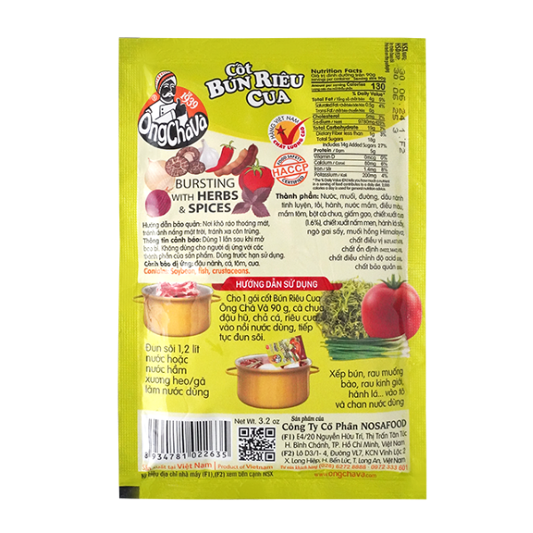 Cốt Bún riêu cua | Crab Rice Noodle Soup Base - 90g - NOSAFOOD