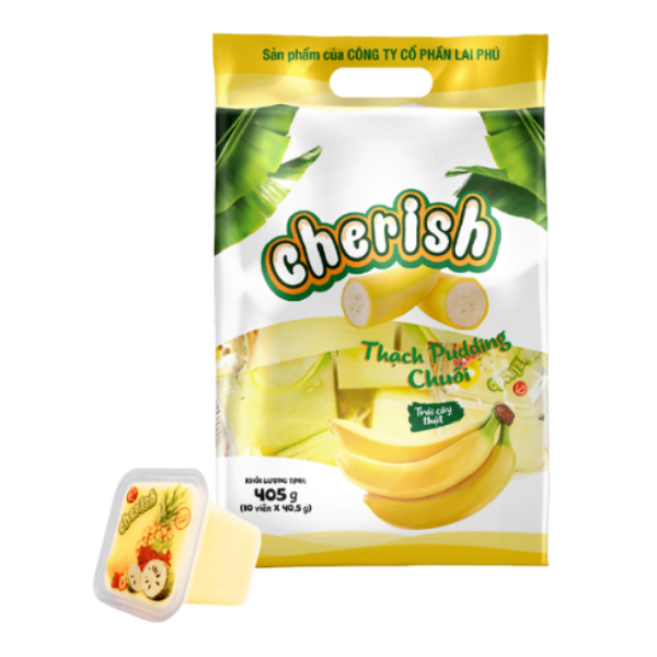 Thạch Pudding Cherish Vị Chuối - 405g (10 viên) | Banana Flavor Cherish Pudding Jelly – 405g (10 pieces) - Lai Phú