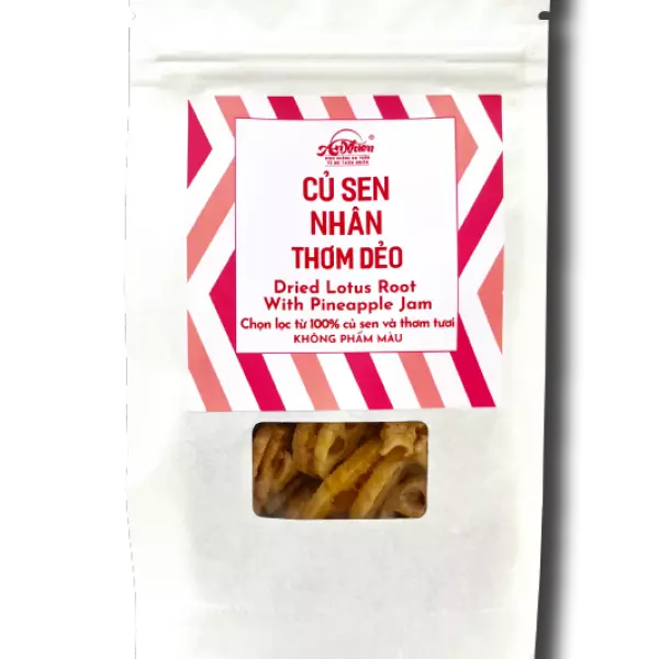Củ Sen Nhân Thơm Dẻo | Dried Lotus Root With Pineapple Jam - An Nhiên Foods - Túi 80g