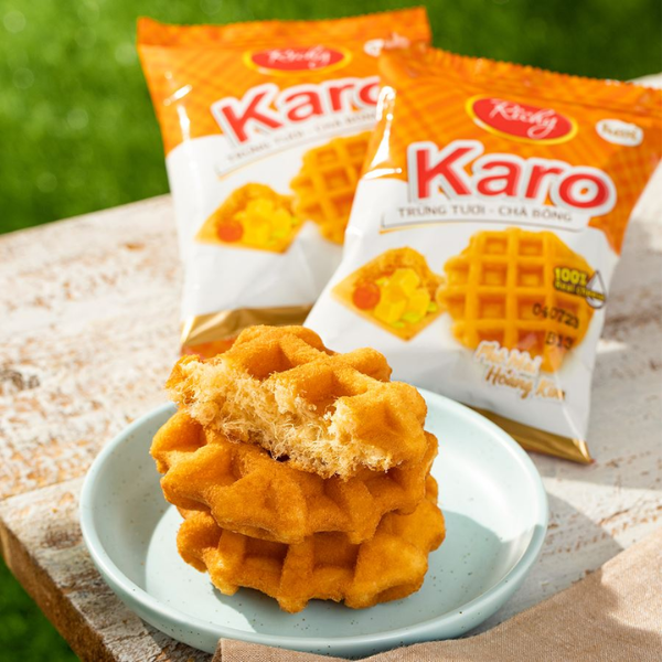 Bánh trứng tươi chà bông Karo Richy - Vị phô mai hoàng kim | Karo Fresh Egg & Chicken Floss Waffle - Golden Cheese Flavor - 26g - RICHY