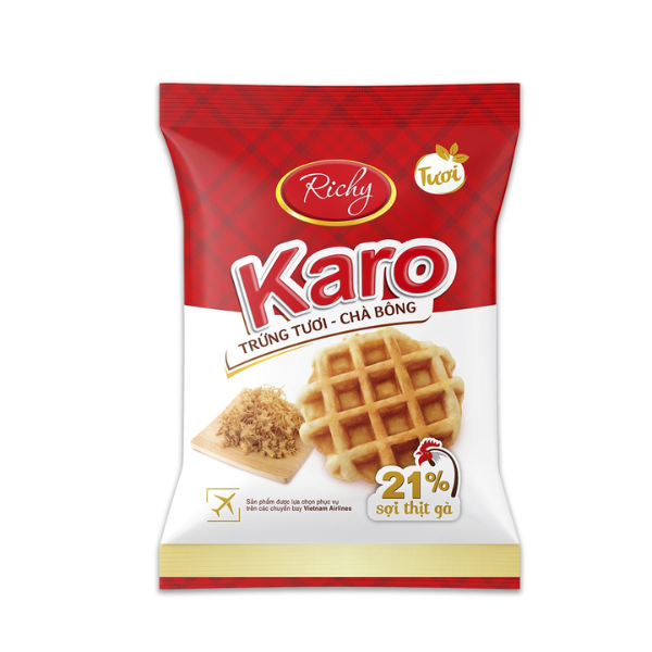 Bánh trứng tươi – chà bông Karo Richy | Karo Fresh Egg & Chicken Floss Waffle - 26g - RICHY