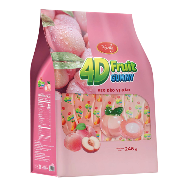 Kẹo dẻo 4D vị Đào | 4D Peach Gummy Candy - 246g / 216g / 500g - RICHY