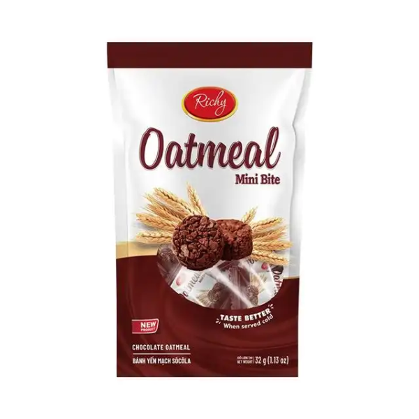 Bánh Yến Mạch Sữa Oatmeal vị Socola - Túi 32 gram | Oatmeal Milk Biscuits - Chocolate Flavor - 32g bag - RICHY
