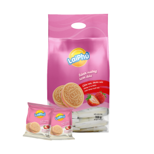 Bánh Cookies Kem Dâu 350G | Strawberry Cream Cookies 350g- Lai Phú