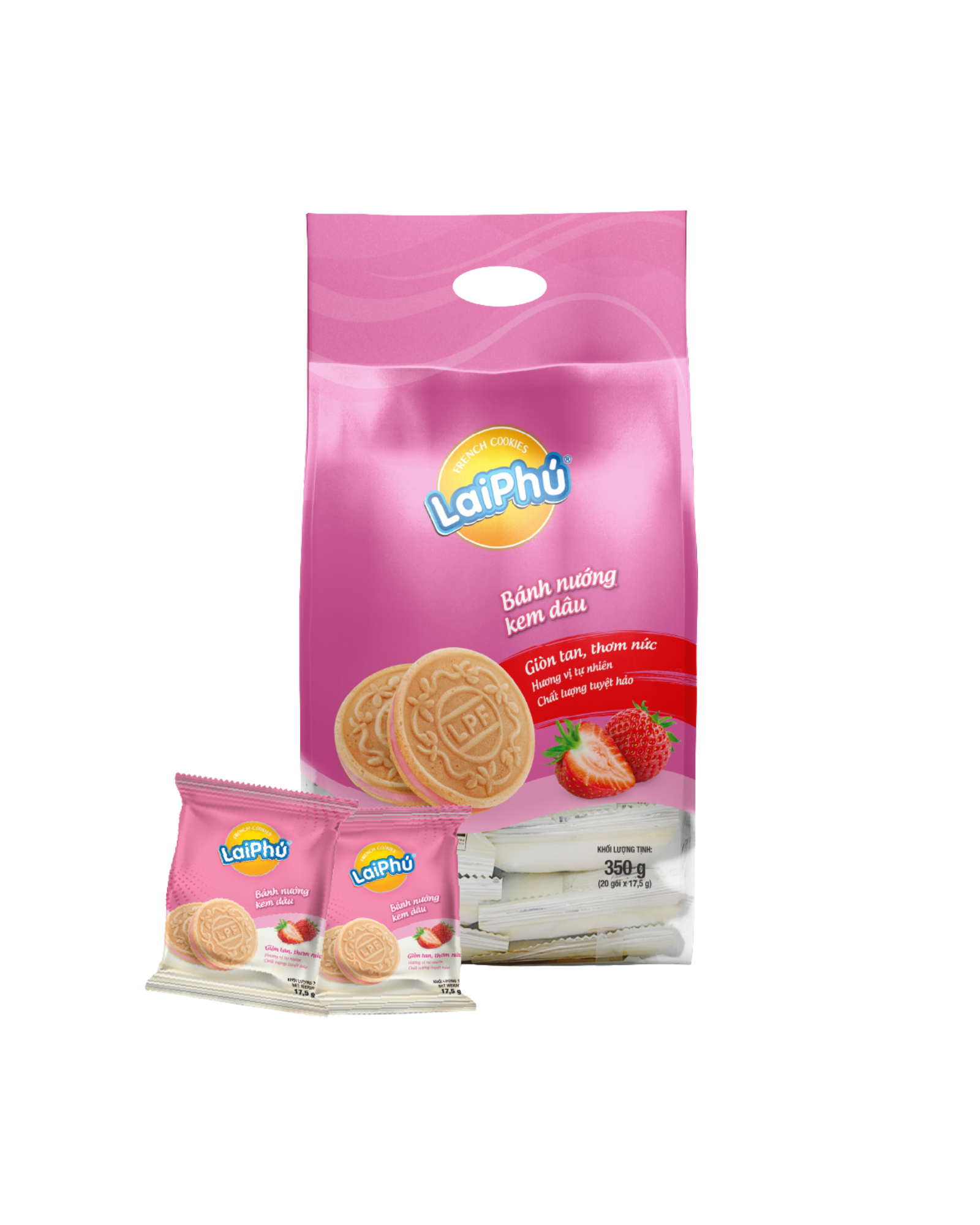 Bánh Cookies Kem Dâu 350G | Strawberry Cream Cookies 350g- Lai Phú