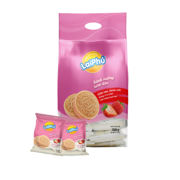 Bánh Cookies Kem Dâu 350G | Strawberry Cream Cookies 350g- Lai Phú